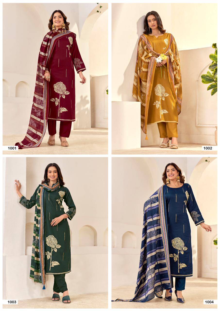 SAMRIDDHI by MUMTAZ ARTS 1001 to 1004 series VISCOSE JAM dresses at Wholesale Price